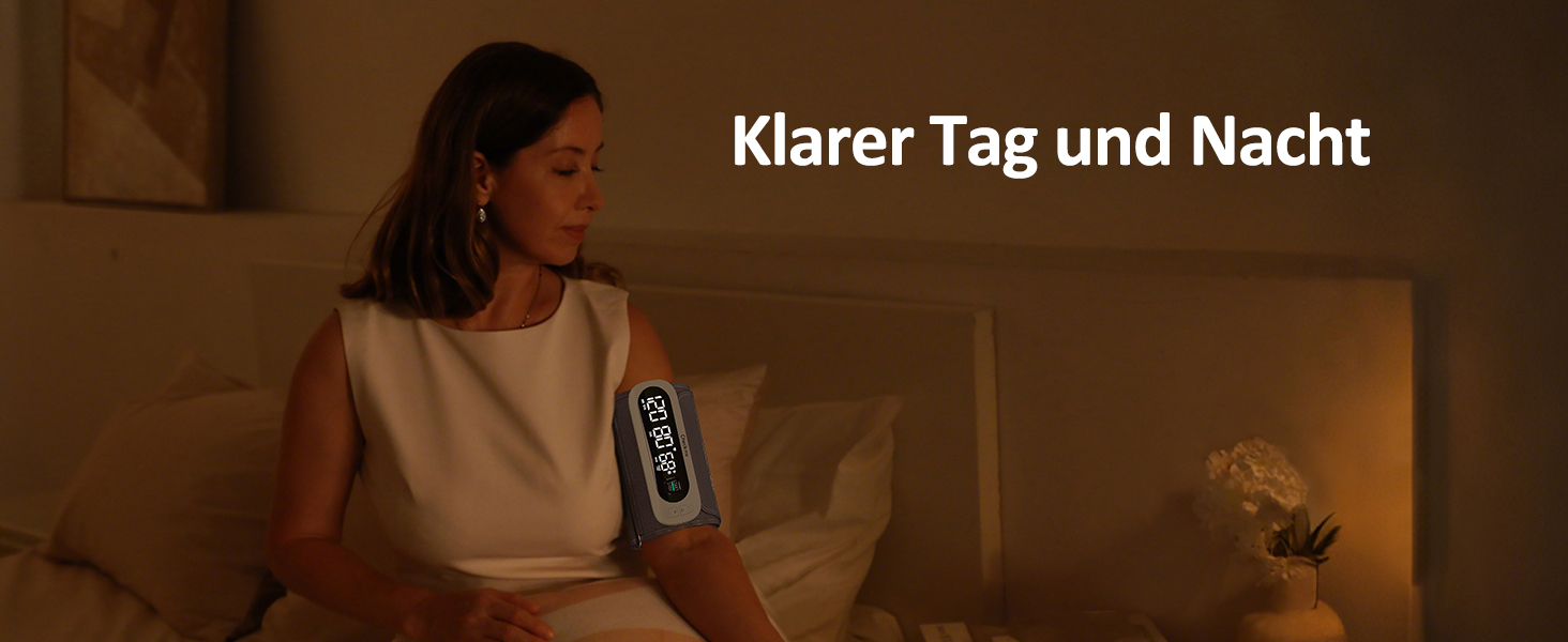 Тонометр на плечі CheckMe BP2A Nexus з великим дисплеєм, середнє значення за 3 вимірювання, бездротова манжета (22-42 см), додаток для iOS/Android, легке читання та професійна точність