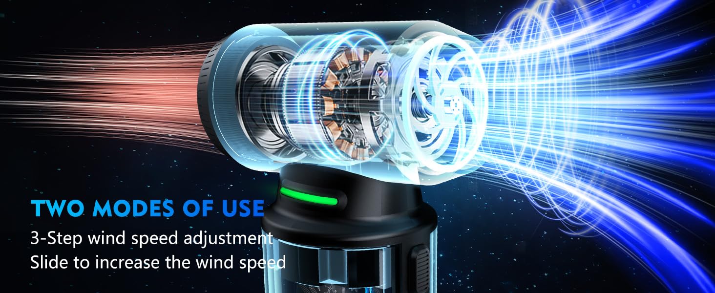 Електричний пилосос для повітряного продування, ультрапотужний, 3 режими, 200000 об/хв, з акумулятором 10000mAh, щіткою для чищення та USB-зарядкою, для чищення ПК