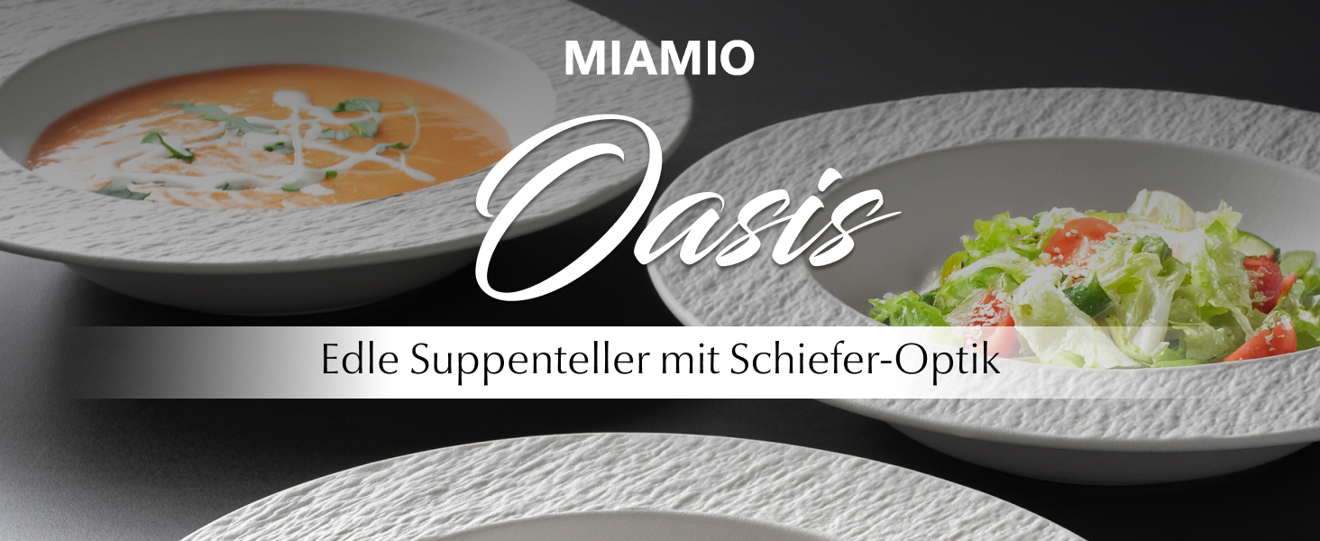 MIAMIO Набір посуду 16 предметів/Сучасний керамічний посуд/Набір посуду на 4 персони - Колекція Oasis (16 шт) (Білий, Набір посуду (20 шт))