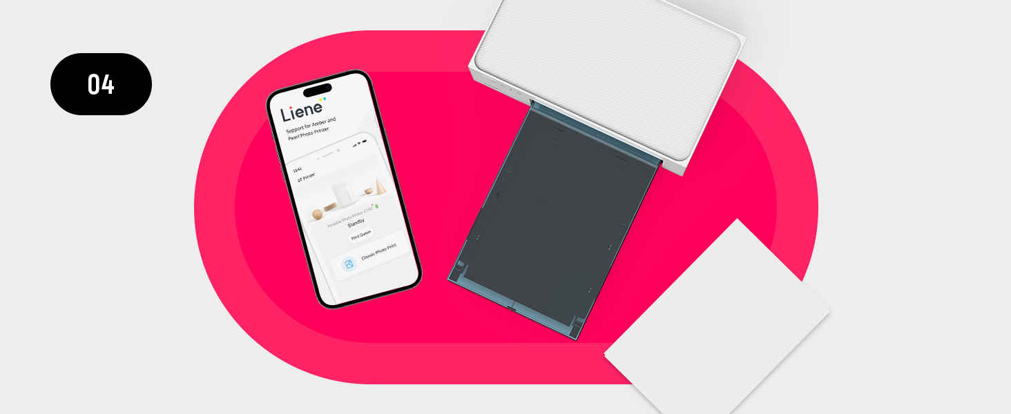 Портативний фотодрук для смартфонів Liene (10x15 см) + 2 пачки фотопаперу (20+80 аркушів), WiFi, сумісний з iPhone/Android/PC, 300 DPI, кольорова сублімація, білий