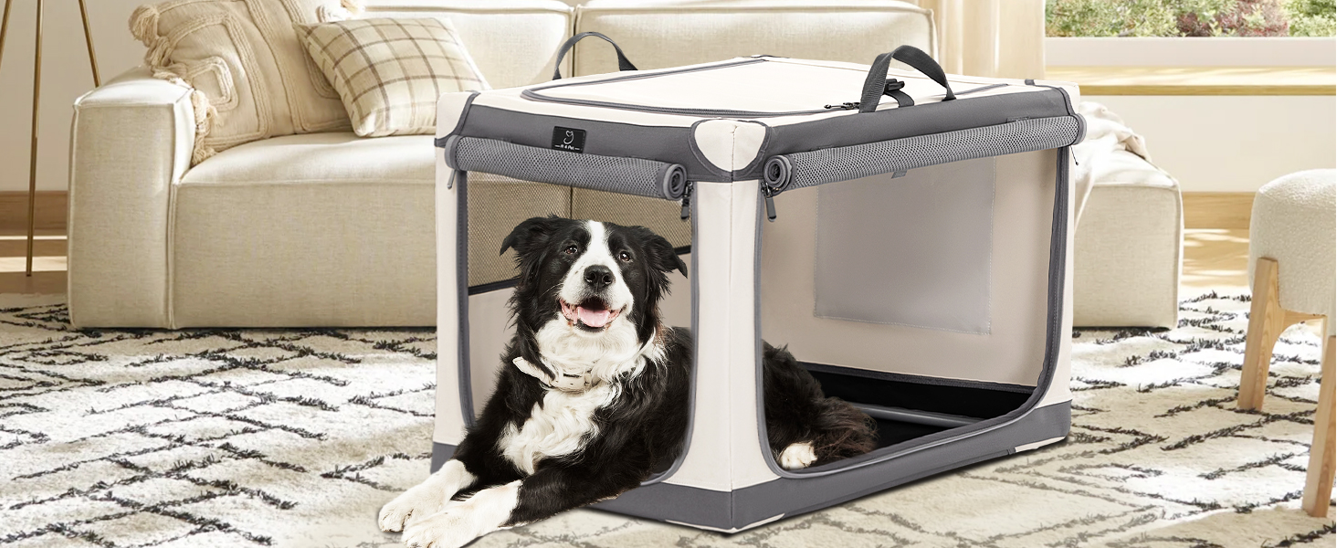 Складана переносна собача будка для великих собак, сіра, XL. Зручна переносна будка-транспортер з алюмінієвим каркасом для дому та подорожей