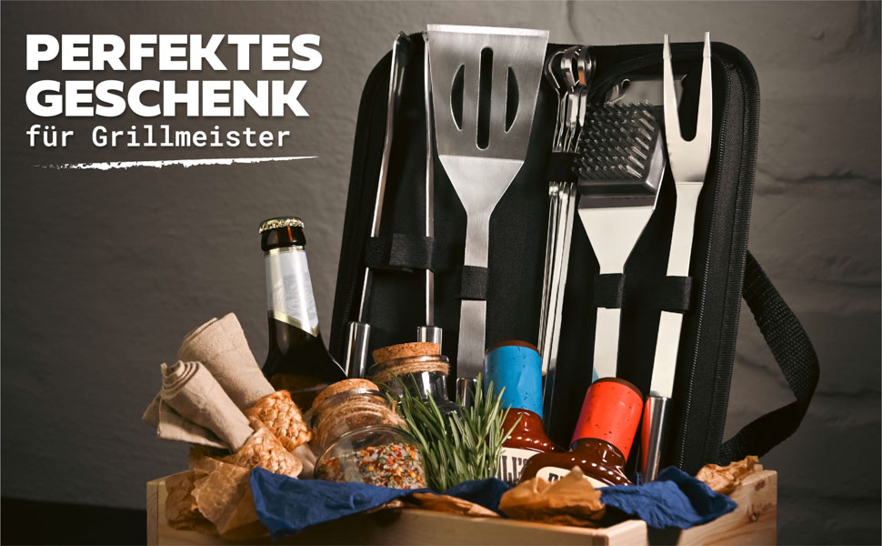 Набір грилю з нержавіючої сталі Essentielles - стійкий до нагрівання та корозії, з практичною сумкою