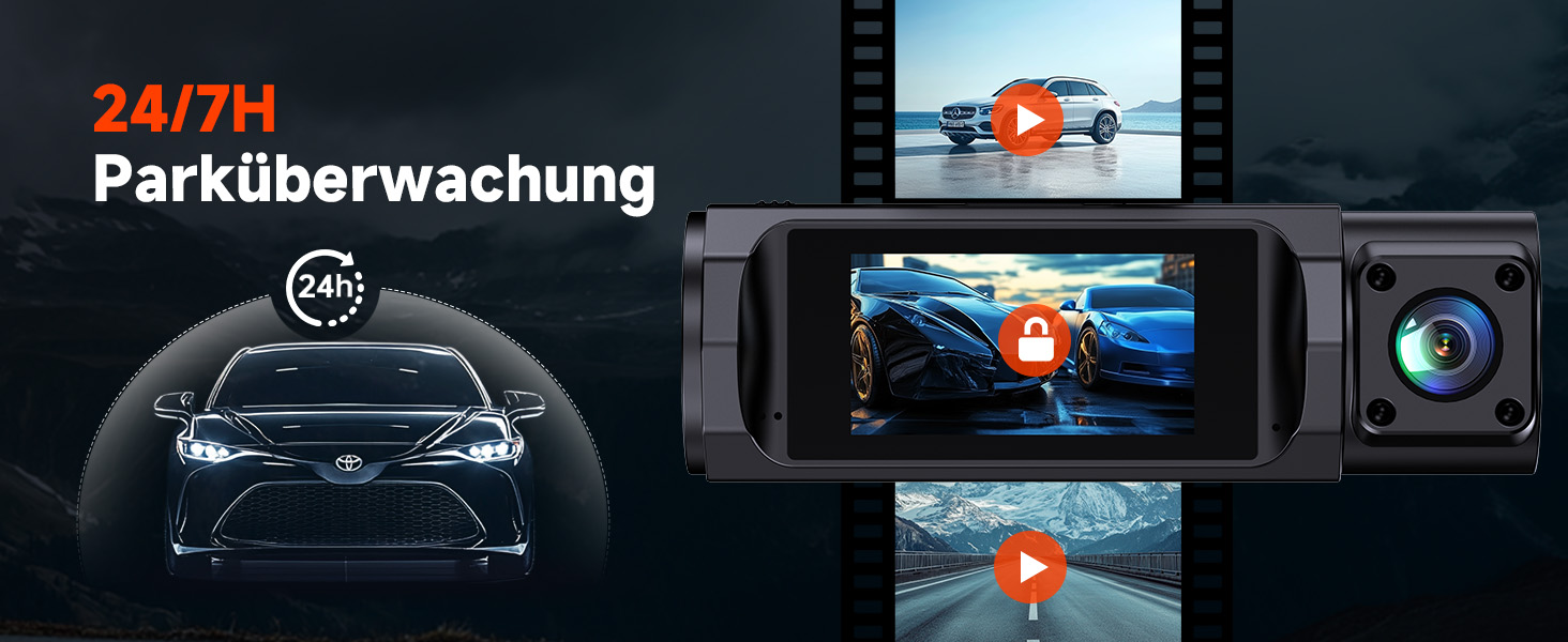 Відеореєстратор E-YEEGER 3-канальний 4K + 1080P + 1080P з Wi-Fi, 32GB карта, нічна зйомка, G-сенсор, паркування - чорний