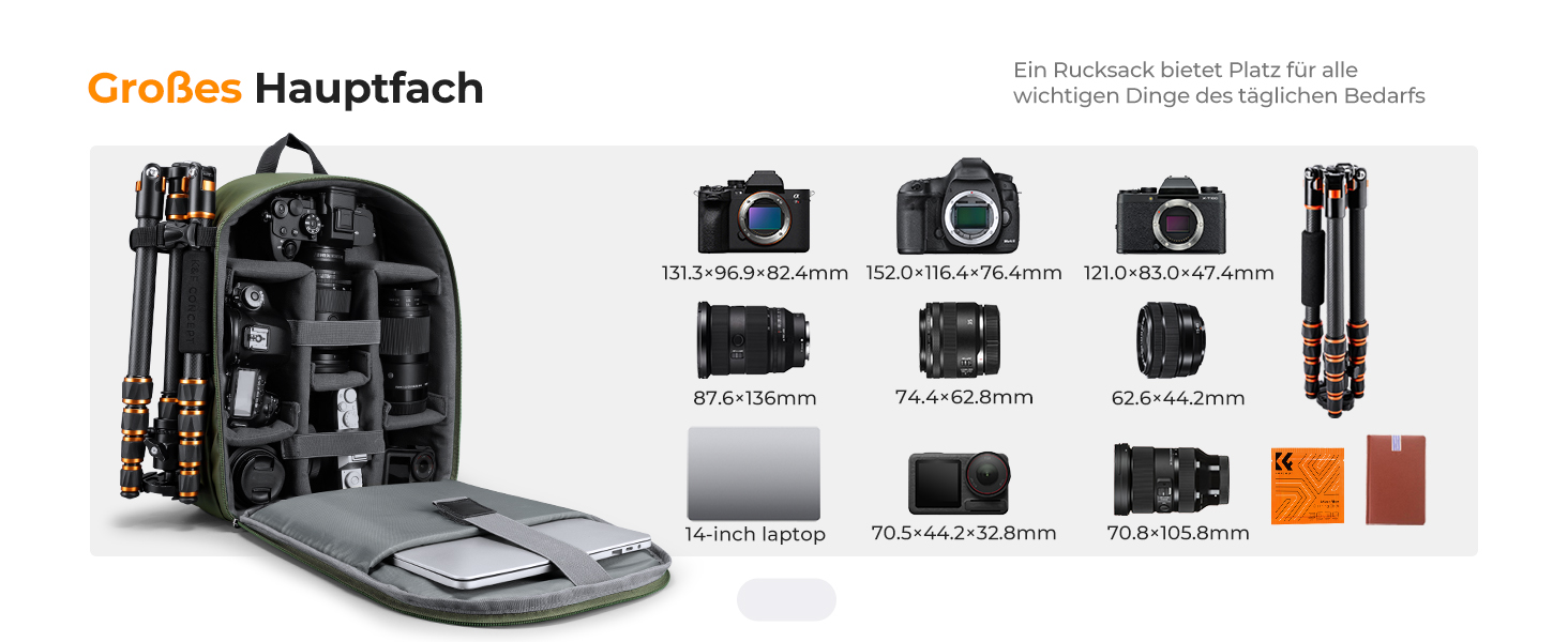 Рюкзак для камери K&F CONCEPT: компактний, легкий, з захистом від дощу, для DSLR/SLR, зелений, з імітацією шкіри