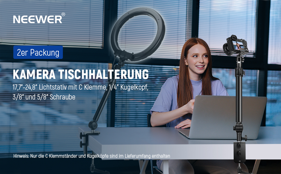 Тримач для камери NEEWER TL283 (ST-DR3560) - штатив для столу, мікрофонний важіль, підставка для DSLR, веб-камери, телефону, кільцеве світло