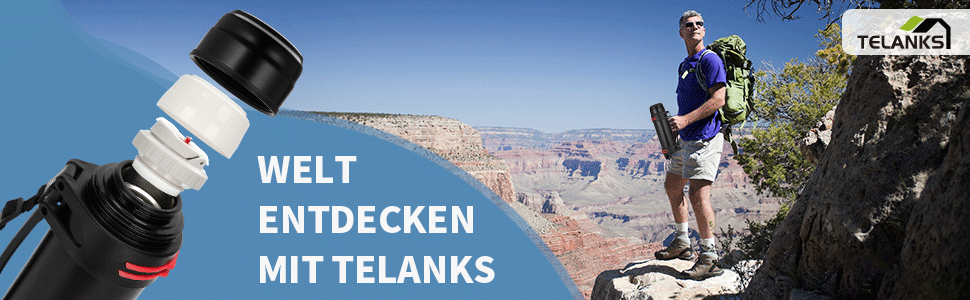 Термос-пляшка з чашкою 1L, 1.5L або 2L: термокана, пляшка з нержавіючої сталі, не протікає, ізотермічна пляшка для кемпінгу та піших прогулянок з ручкою та ремінцем, 24 години гаряча та холодна (1.5L) 1500 мл