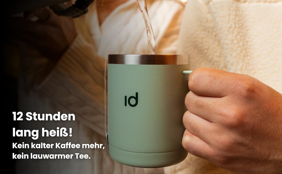 Термокружка IceDrop® з нержавіючої сталі, 330 мл, з кришкою. 100% захист від протікання. Зручна термокружка для гарячих та холодних напоїв, з ручкою. Ідеально для подорожей - чорна