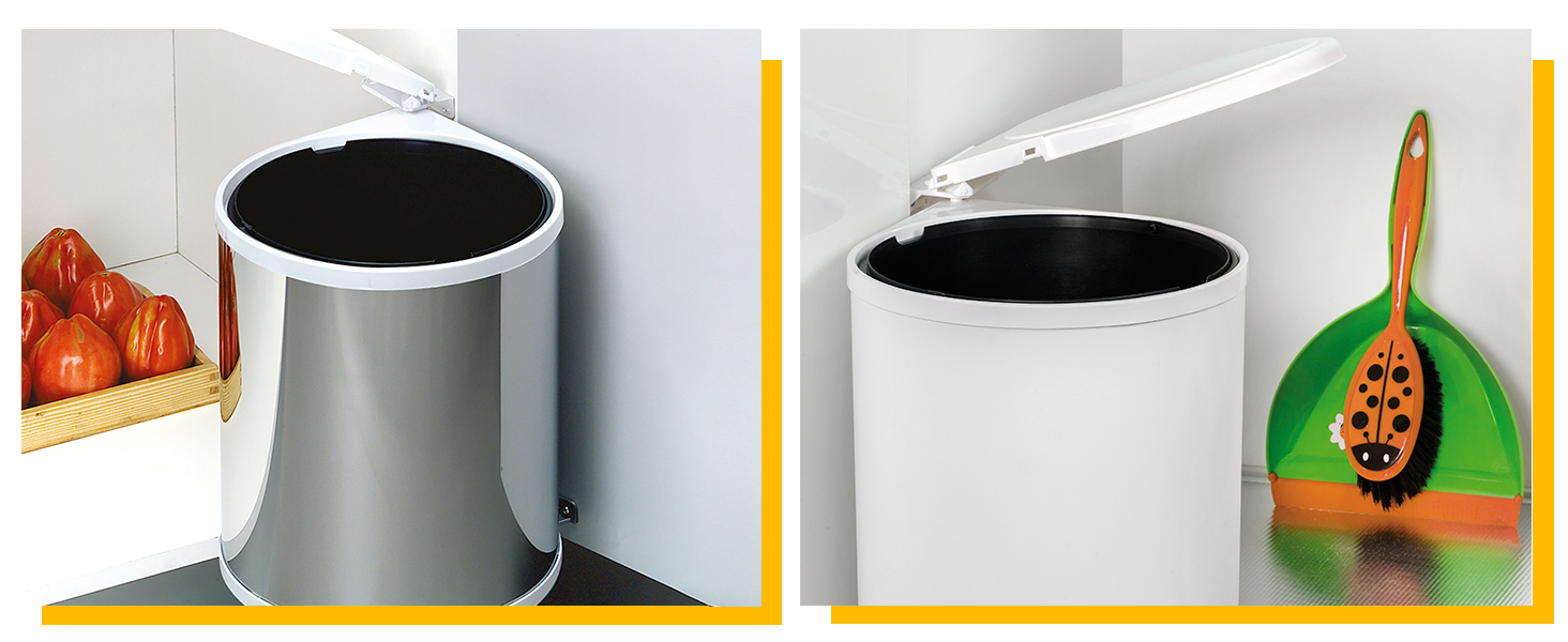 Відро для сміття кухонне Emuca з підвісною системою, 2 висувні контейнери по 20 л, загальний об'єм 40 л (2 x 20 л), сталь та пластик, сірий колір