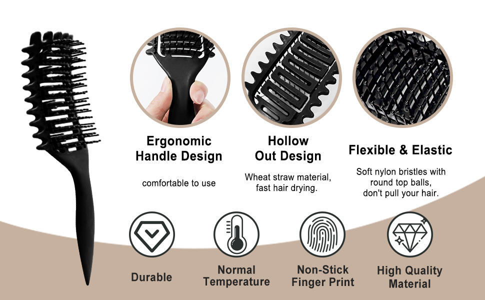 Щітка для кучерявого волосся: формування та визначення кучерів. Чорний колір