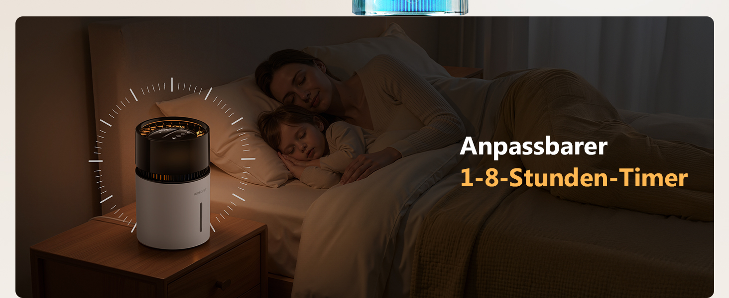 Зволожувач повітря 3L з верхнім заповненням, фільтром, для спальні, до 35 годин, таймер, автовимкнення, тихий (19dB), 5 режимів туману, смарт-зволожувач для спальні, дитячої кімнати, рослин, білий