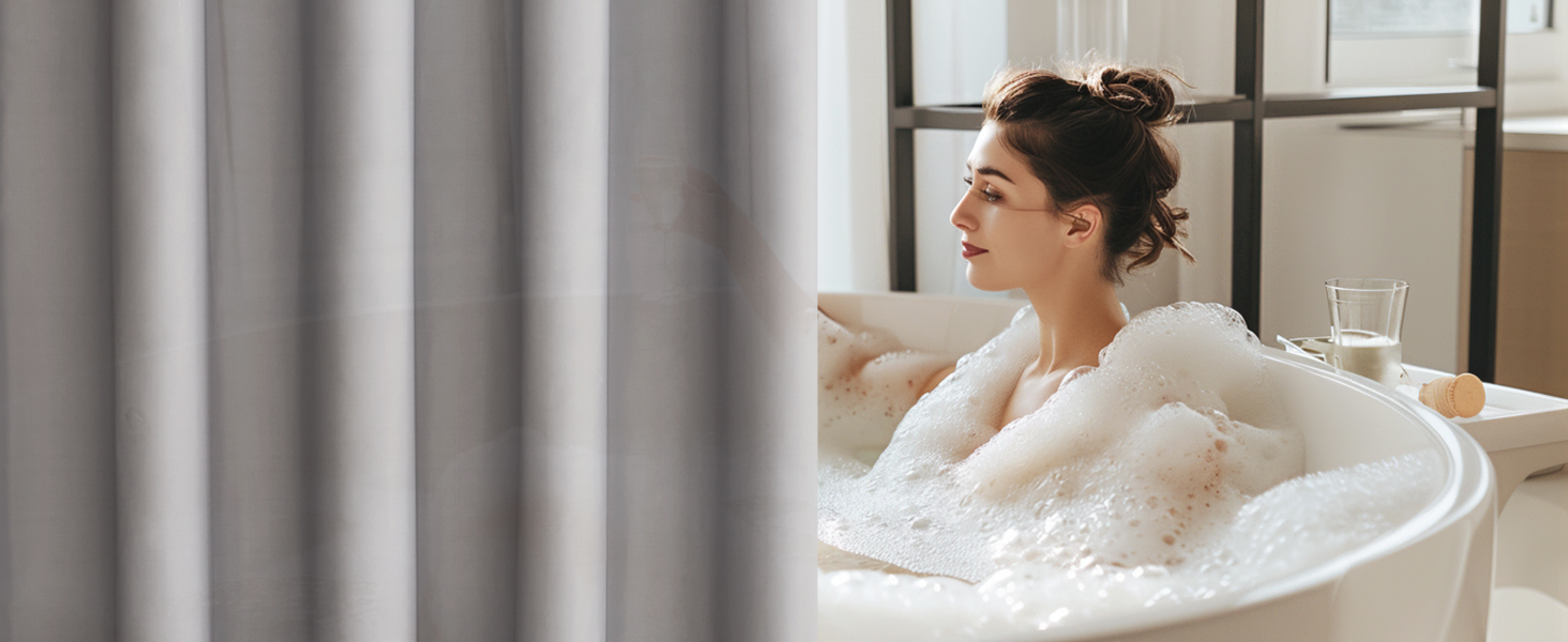 Шторка для душу MIULEE 180x200 см, зелена, водонепроникна, з кільцями, для ванни та душу