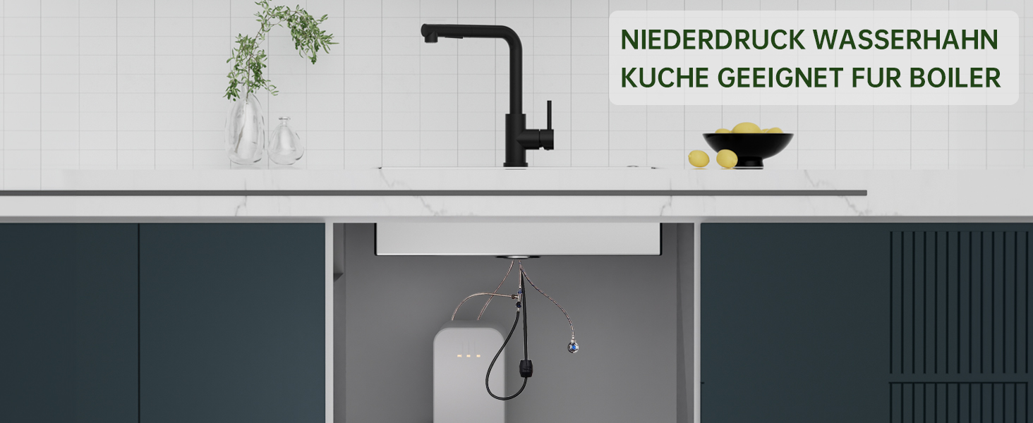 Змішувач кухонний DAYONE з висувною лійкою, нержавіюча сталь, 3 режими, поворотний на 360°, для кухонної мийки (15 см), матовий чорний