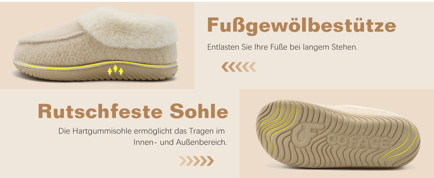 COFACE жіночі домашні тапочки з пом'якшувачем, закриті, зимові, теплі, пухнасті, з фетру, з підкладкою з хутра, нековзні, для дому, фетрові тапочки, розмір 39 EU, бежеві