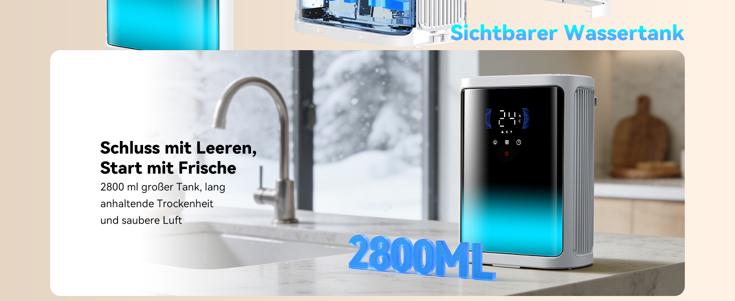 Електричний осушувач повітря Leise для сушіння одягу з таймером, автовимкненням та 7-кольоровими індикаторами (850 мл/год, 24 дні)
