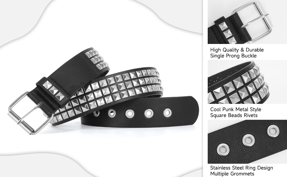 Чоловічий/Жіночий шкіряний ремінь WERFORU з пряжками в стилі панк-рок, чорний, розмір 90-100 см