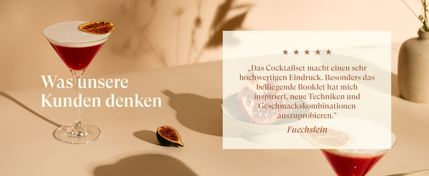 Коктейльний набір Cocora Martini-Set 8 предметів з нержавіючої сталі: шейкер, келихи для Мартіні, книга рецептів, подарункова упаковка (Чорний)