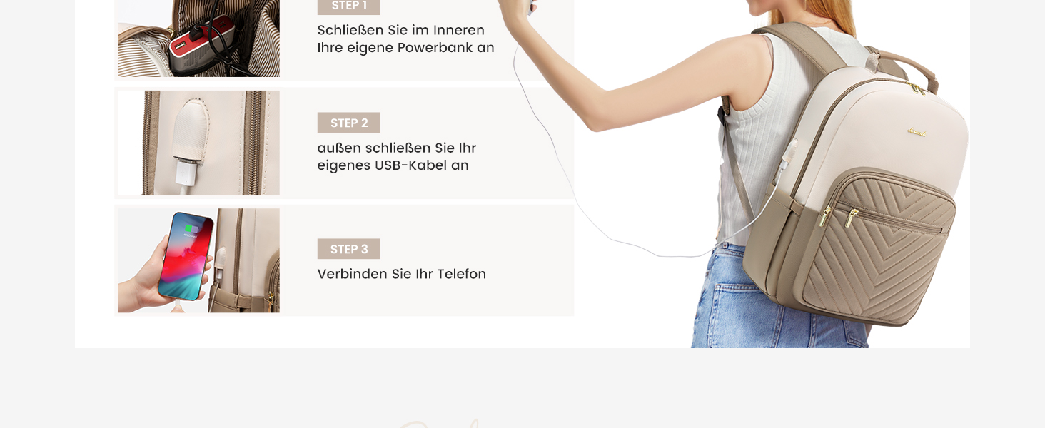 LOVEVOOK Рюкзак для ноутбука, жіночий, 17 дюймів, шкільний, для підлітків, водонепроникний, з USB-портом, для подорожей, університету, бізнесу, бежевий хакі