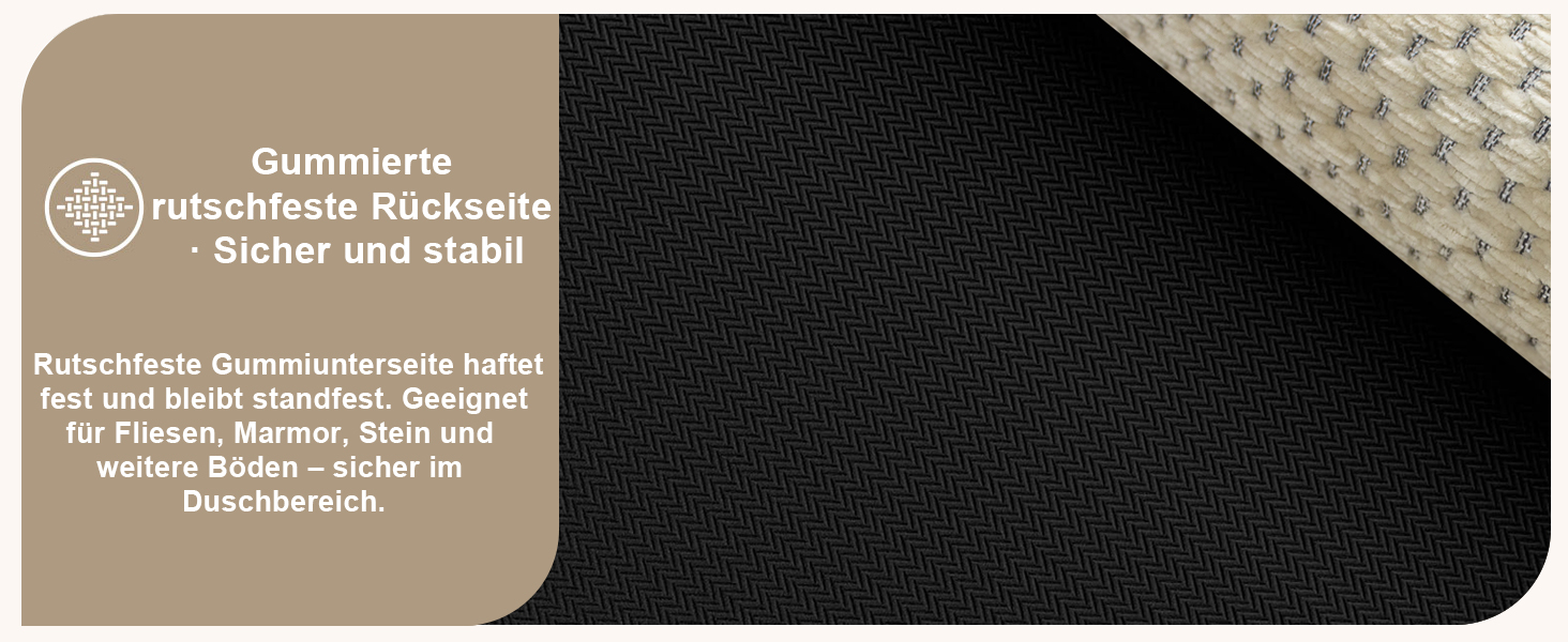 Килимок для ванної кімнати Badteppich Chenille, протиковзкий та вологопоглинаючий, 50x150 см, бежевий