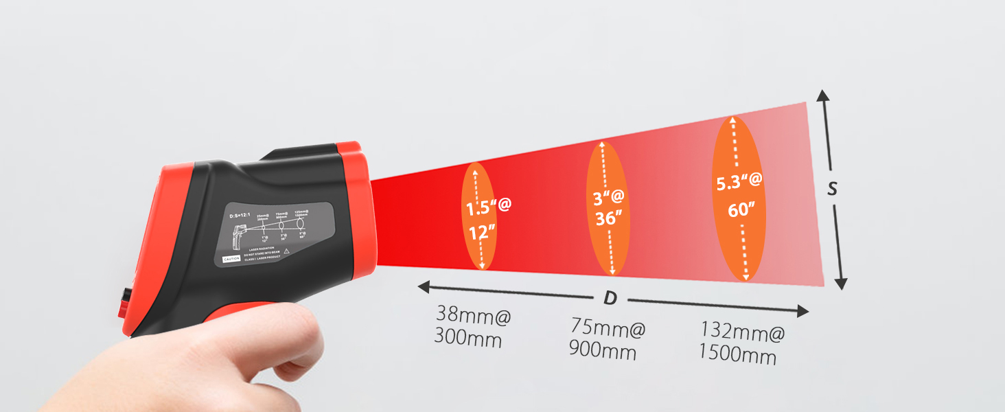 Інфрачервоний термометр Wintact -50℃ - 590℃, цифровий, безконтактний, для кухні та піци, WT320