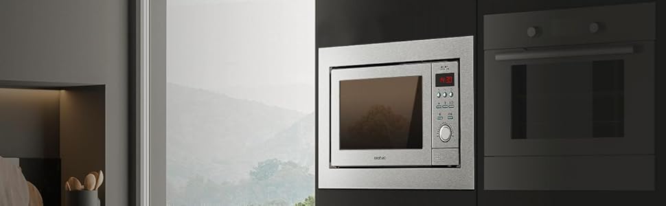 Вбудована мікрохвильова піч Cecotec GrandHeat 2590 BlackRose з грилем, 25 л, сталь