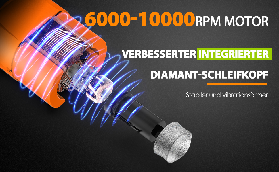 Шліфувальник кігтів для собак Profi Krallenschleifer: 3 режими, LED-підсвітка, тихий, акумуляторний, для великих, середніх та малих собак (темно-зелений/помаранчевий)