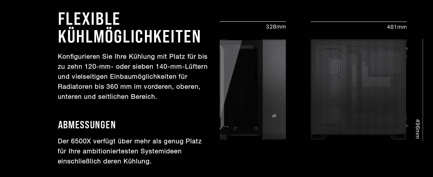 Корпус ПК CORSAIR 6500X RGB Mid-Tower ATX з двокамерним дизайном, великою гнучкістю охолодження та підтримкою материнських плат з перевернутим з'єднанням