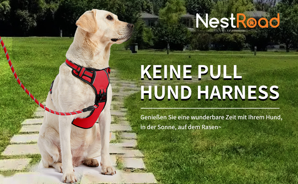 Нашийник для собак середніх порід NESTROAD, розмір M, червоний. Анти-тягнучий нашийник, обхват шиї 33-43 см, обхват грудей 43-64 см. Безпечний нашийник для собак з підкладкою