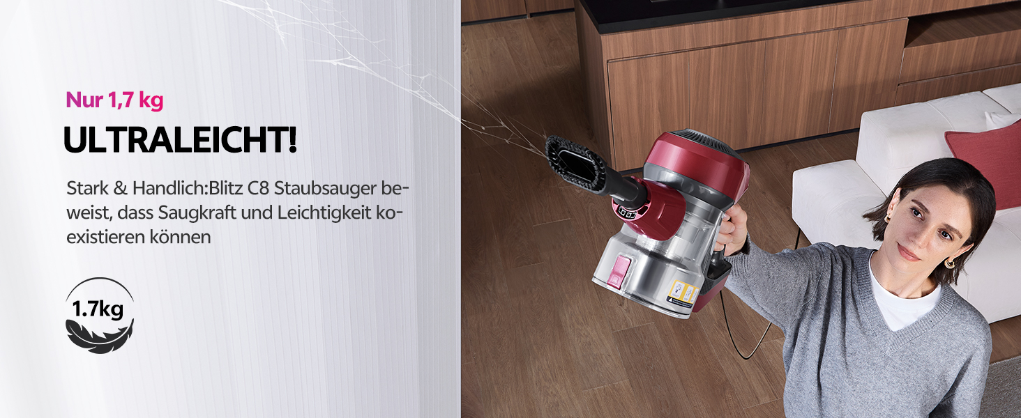 Vexilar Бездротовий пилосос 600W, 60kPa, 6-в-1 з LED, анти-алергенний, для дому та тварин, 7м кабель, легкий