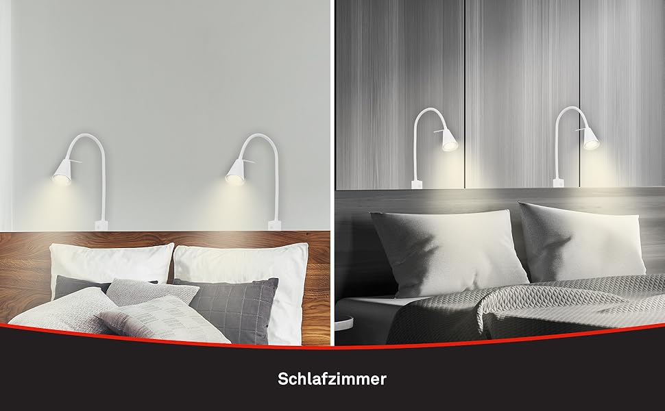 Світлодіодна настінна лампа Briloner з регульованим кутом нахилу, GU10 4.7W, 400lm, тепле біле світло, для читання, біла