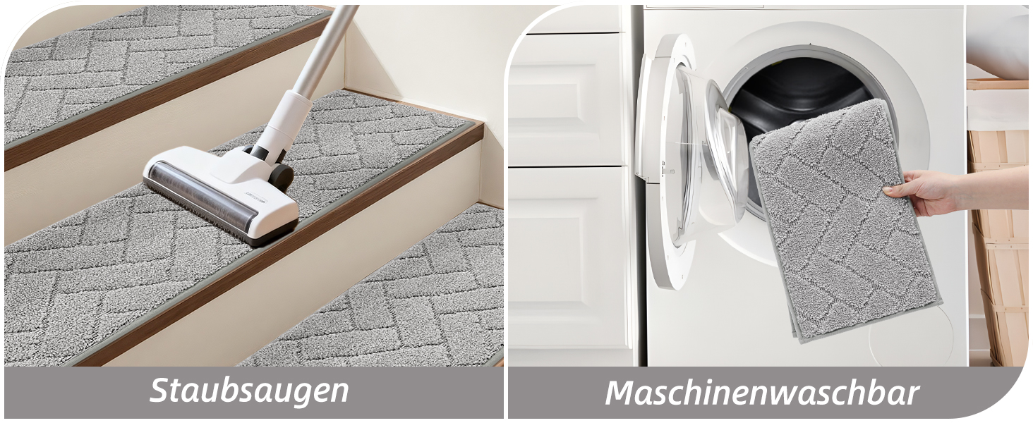 Килимки на сходи BEQHAUSE антиковзні, 22x70 см, сірі (15 шт.) - для дітей, літніх людей, домашніх тварин, машинне прання