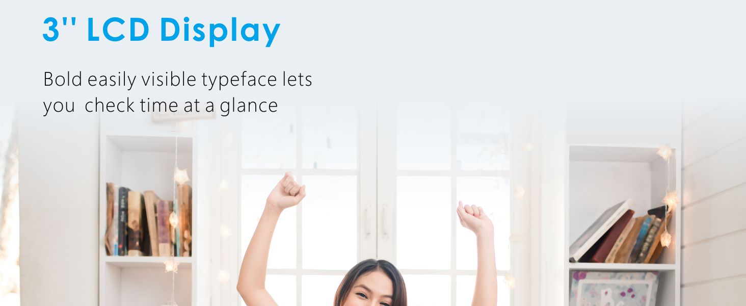 Цифровий туристичний годинник Plumeet з будильником, нічним світлом та великим дисплеєм (блакитний)