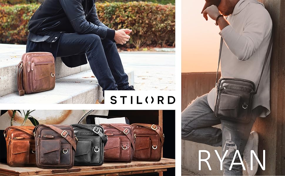 Чоловіча шкіряна сумка через плече STILORD Ryan, вінтажна крос-боді для iPad 9,7'', месенджер, коричнева, натуральна шкіра
