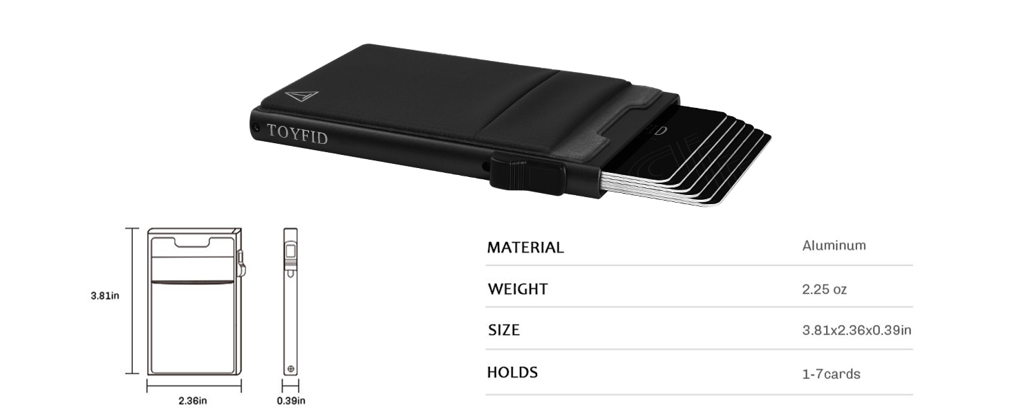RFID-захисний картхолдер Pop-up: тонкий гаманець з відділенням для монет (1 шт., чорний)