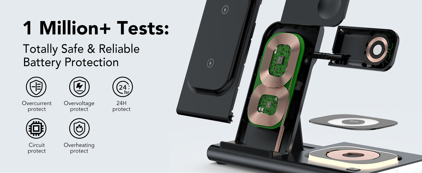 Бездротовий зарядний пристрій 3-в-1 для Samsung Galaxy: S26/S25/S24/S23, Z Flip/Fold, Galaxy Watch Ultra/8/7/6/5/4, Galaxy Buds - Чорний