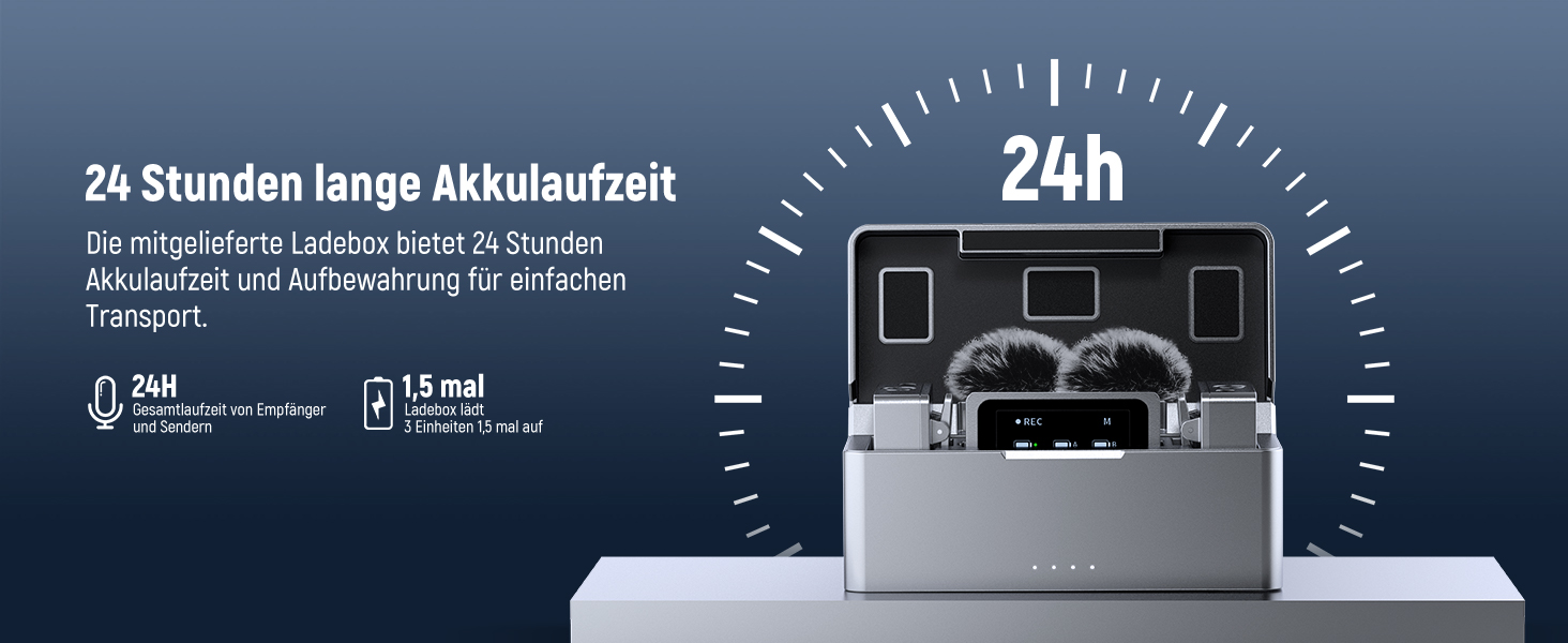 NEEWER Міні бездротове мікрофону, комплект 1RX+2TX+зарядний кейс, 150м радіус дії, для iPhone, iPad, Android, DJI, Insta360, PC, Mac