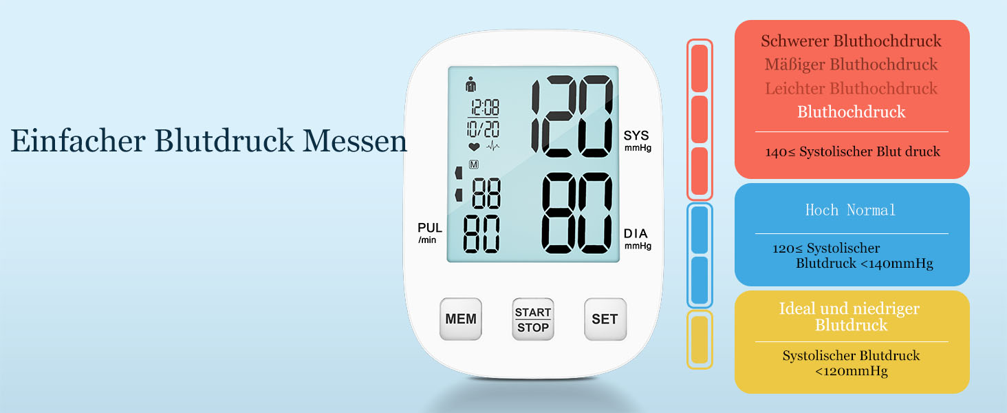 Тонометр на плече BP Blutdruckmessgerät: цифровий тонометр з регульованою великою манжетою 22-42 см, HOLFENRY тонометр на зап'ястя для дорослих та літніх людей