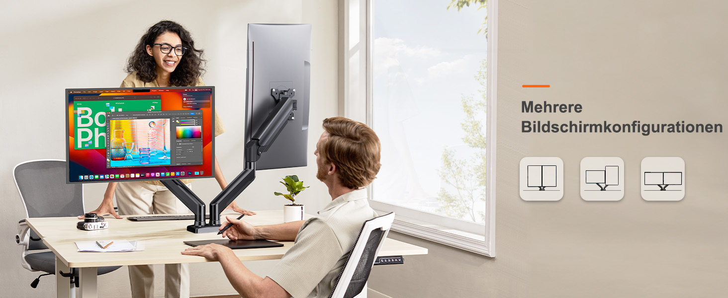 Кріплення для моніторів ErGear 2 шт. (17-32 дюйми), чорний, для ігор, 2-10 кг, VESA 75/100