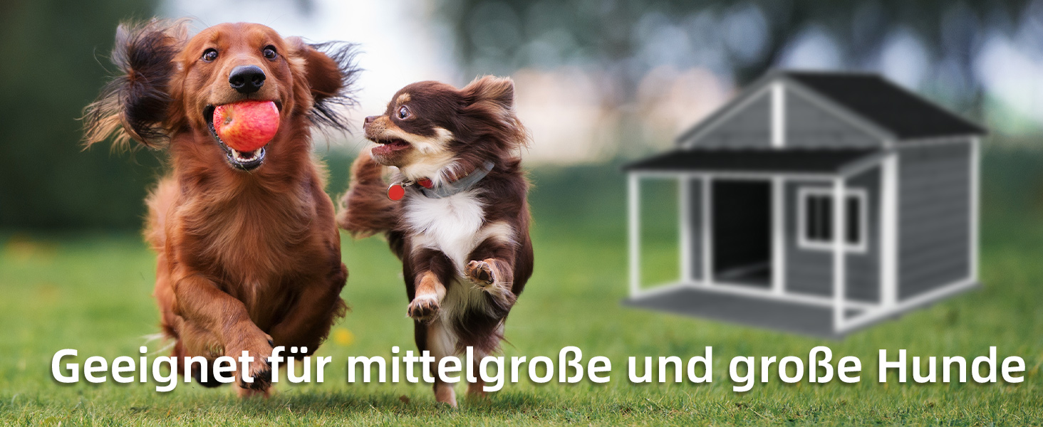 Будка для собак PawHut з масивного дерева, клітка для дрібних тварин, собача будка з терасою, асфальтовий дах, зовнішня, стійка до погодних умов, сіра, 124 x 112 x 105 см