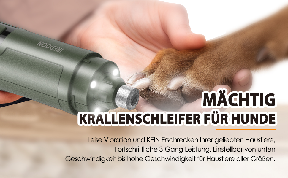 Шліфувальник для собак Profi Krallenschleifer: 3 швидкості, LED-підсвічування, тихий, перезаряджається, для великих, середніх та малих собак