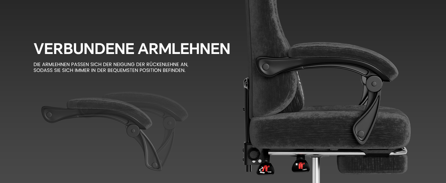 Ігрове крісло SUKIDA Ergonomic Pureblack: ергономічний офісний стілець з підскладною підставкою для ніг, підголівником та поперековою підтримкою, тканинна оббивка