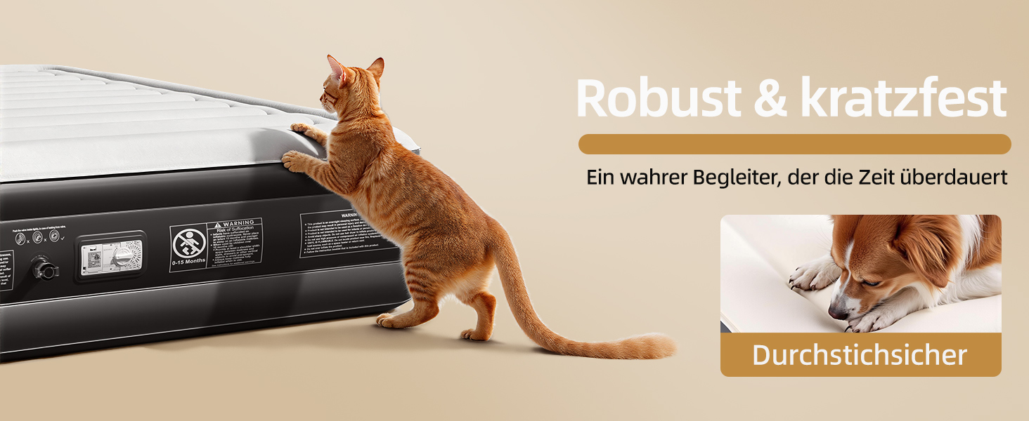 Надувне ліжко CHILLSUN® для 2 осіб, 203x152x46 см з електричним насосом, водонепроникне, для кемпінгу та гостей