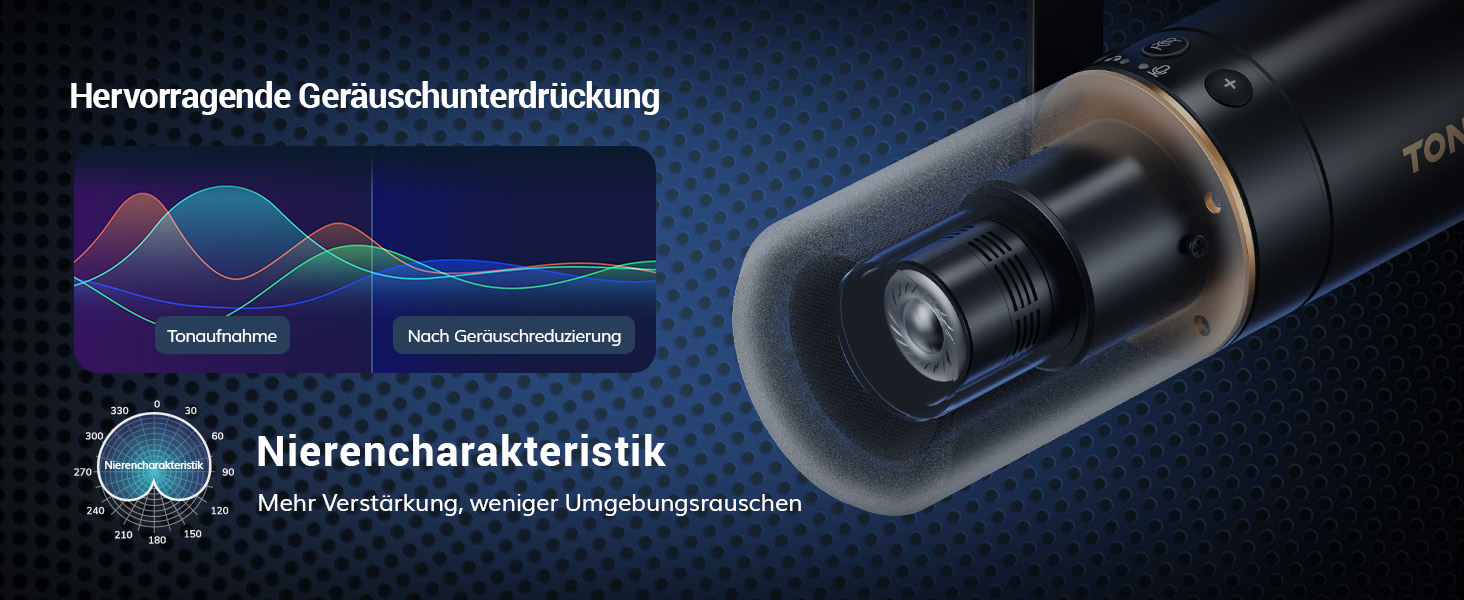 Мікрофон TONOR TD510+ для запису та стрімінгу: XLR/USB, динамічний, з кріпленням та кнопкою Mute, чорний