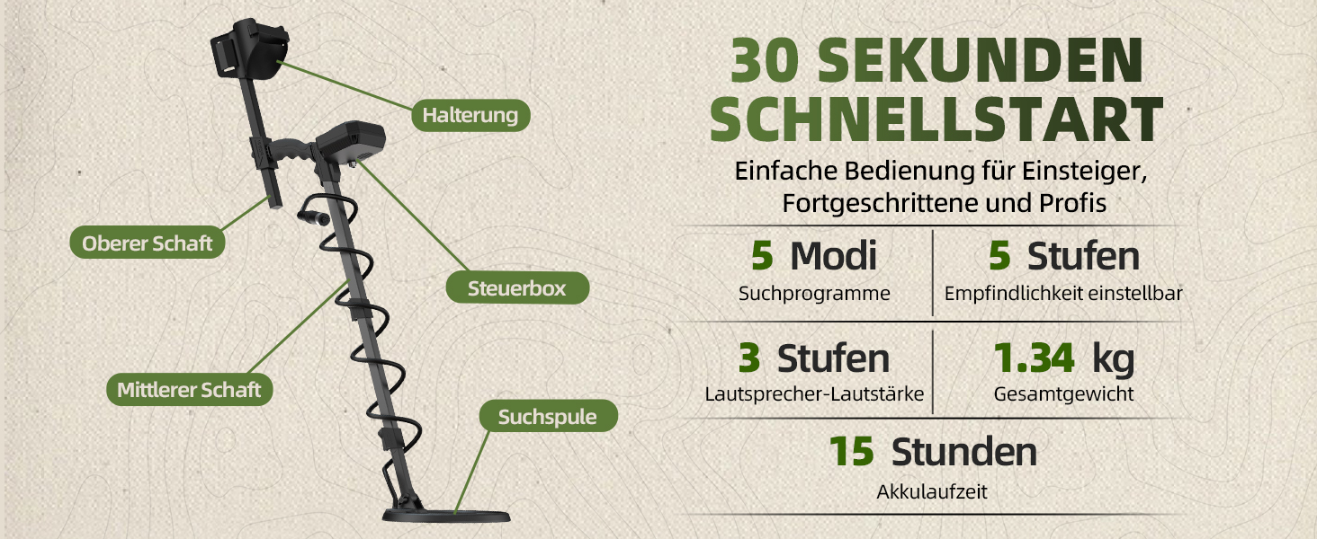 Металдетектор GreenRex Profi: водонепроникний, для дорослих та дітей, з LCD-дисплеєм, для пошуку золота та інших металів. Підходить для пляжу, під водою та в саду. DSP-чіп.