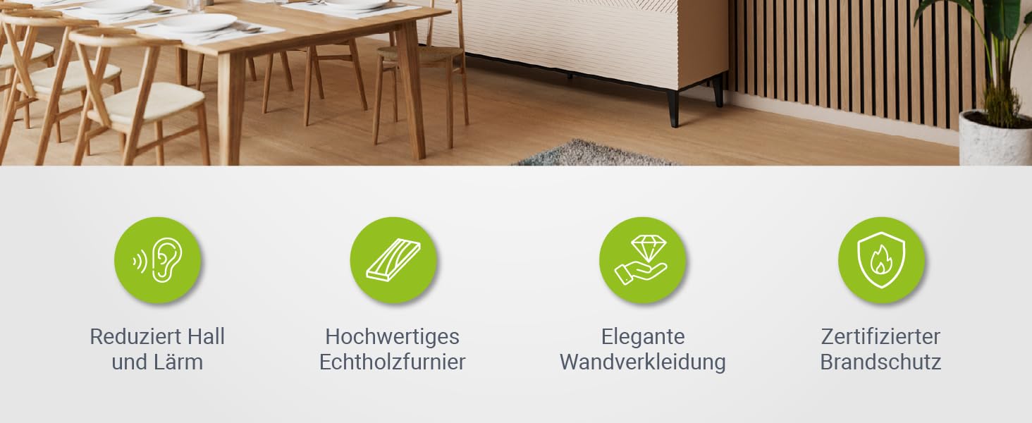 Акустичні панелі Juskys для стін, набір 4 шт (2,88 м²), 120x60 см, шумопоглинаючі декоративні панелі від луна та шуму, колір: Дуб (Темний натуральний дуб)