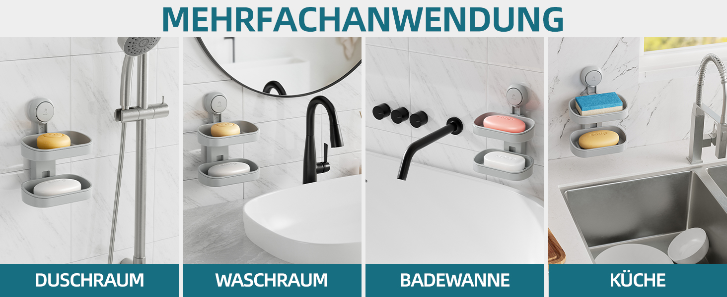 Настінний тримач для мила з піддоном TAILI, сірий, 5 кг, без свердління, для ванної/душу/кухні