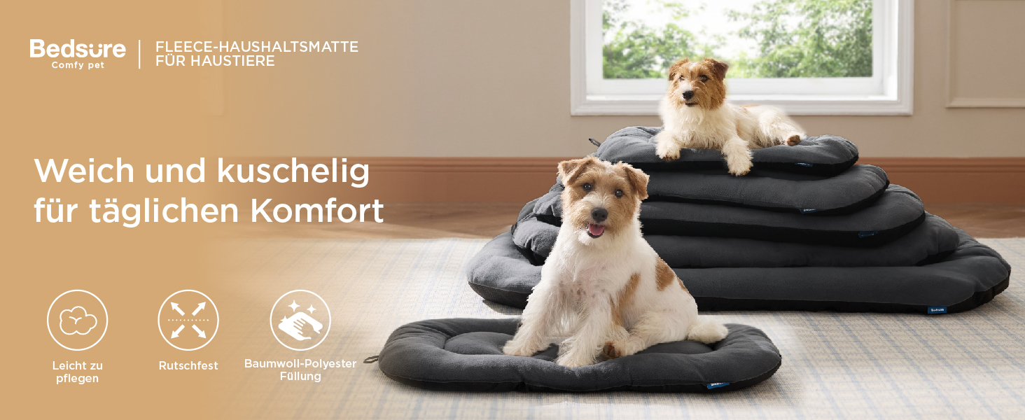 Килимок для собак BEDSURE середнього розміру - м'який, зручний, з неслизьким дном, 74x46 см, темно-сірий