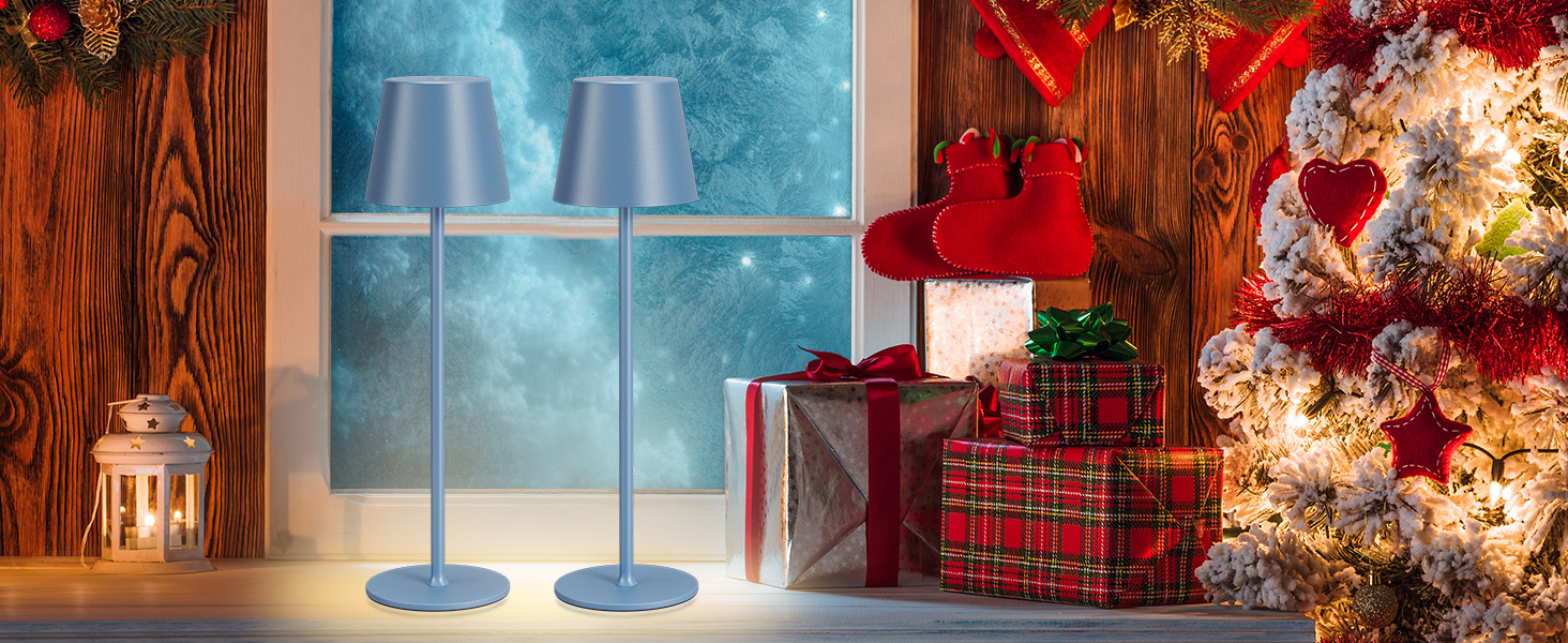 Набір з 2-х бездротових настільних LED світильників з акумулятором, сенсорне регулювання яскравості, 3 режими кольору, USB-C зарядка для спальні, обіднього столу, кемпінгу (Чорний)