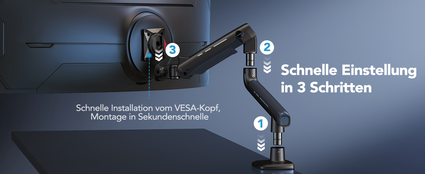 Кріплення для монітора HUANUO для Ultrawide до 49 дюймів, 18 кг, регульований кронштейн, VESA 100x100mm (RGB)