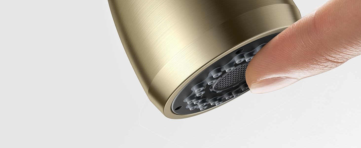 Кран кухонний FORIOUS з висувною лійкою, 360° обертання, 2 режими, шліфоване золото