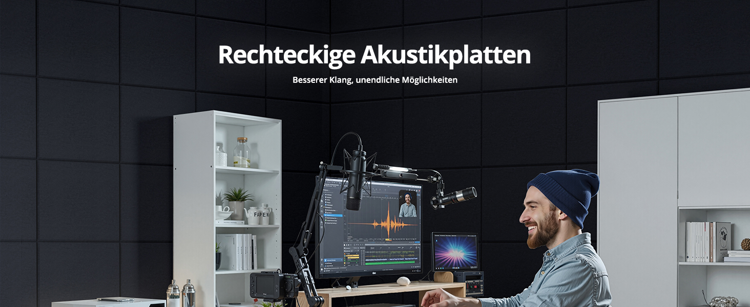 Акустичні панелі для шумоізоляції стін прямокутні, самоклеючі панелі з високою щільністю для звукопоглинання та декору, 30x40x0.9 см, 12 шт, колір верблюжий